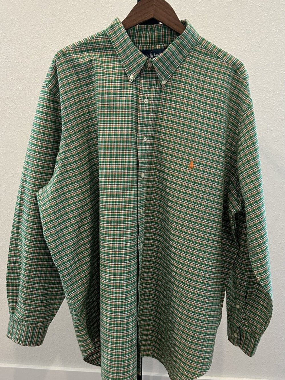 Polo Ralph Lauren Green Blue Plaid Long Sleeve Button Down